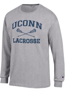 Champion UConn Huskies Grey Lacrosse Jersey Long Sleeve T Shirt