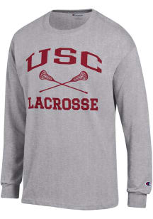 Champion USC Trojans Grey Lacrosse Jersey Long Sleeve T Shirt