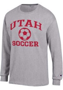 Champion Utah Utes Grey Soccer Jersey Long Sleeve T Shirt
