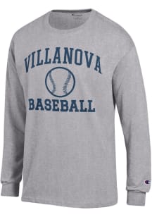 Champion Villanova Wildcats Grey Baseball Jersey Long Sleeve T Shirt