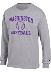 Champion Washington Huskies Grey Softball Jersey Long Sleeve T Shirt