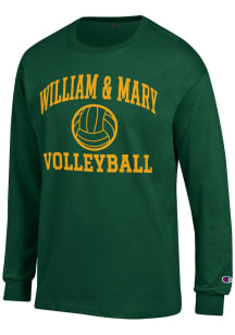 Champion William & Mary Tribe Green Volleyball Jersey Long Sleeve T Shirt