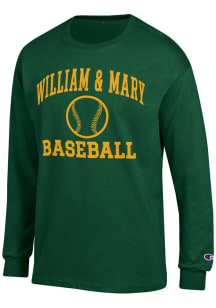 Champion William & Mary Tribe Green Baseball Jersey Long Sleeve T Shirt