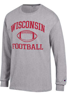 Champion Wisconsin Badgers Grey Football Football Jersey Long Sleeve T Shirt