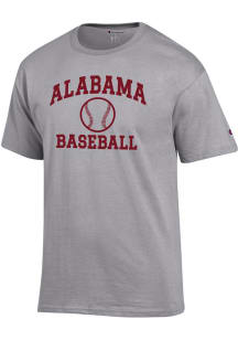 Champion Alabama Crimson Tide Grey Baseball Jersey Short Sleeve T Shirt