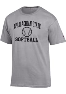 Champion Appalachian State Mountaineers Grey Softball Jersey Short Sleeve T Shirt