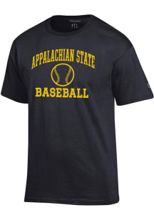 Champion Appalachian State Mountaineers Black Baseball Jersey Short Sleeve T Shirt