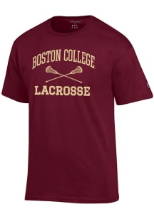 Champion Boston College Eagles Maroon Lacrosse Jersey Short Sleeve T Shirt