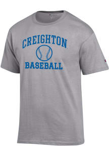 Champion Creighton Bluejays Grey Baseball Jersey Short Sleeve T Shirt