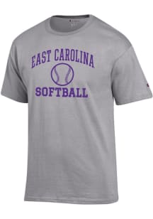 Champion East Carolina Pirates Grey Softball Jersey Short Sleeve T Shirt