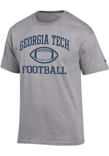 Champion GA Tech Yellow Jackets Grey Football Football Jersey Short Sleeve T Shirt