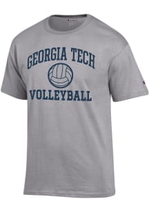 Champion GA Tech Yellow Jackets Grey Volleyball Jersey Short Sleeve T Shirt