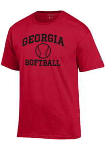 Champion Georgia Bulldogs Red Softball Jersey Short Sleeve T Shirt