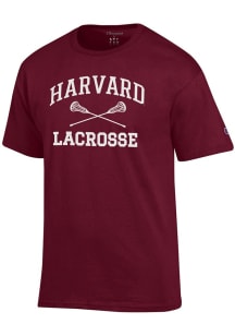 Champion Harvard Crimson Maroon Lacrosse Jersey Short Sleeve T Shirt