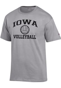 Champion Iowa Hawkeyes Grey Volleyball Jersey Short Sleeve T Shirt