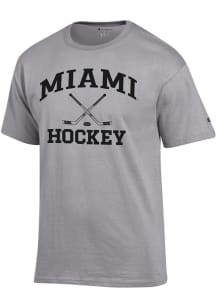 Champion Miami RedHawks Grey Hockey Jersey Short Sleeve T Shirt