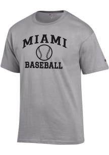 Champion Miami RedHawks Grey Baseball Jersey Short Sleeve T Shirt