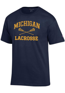 Champion Michigan Wolverines Blue Lacrosse Jersey Short Sleeve T Shirt