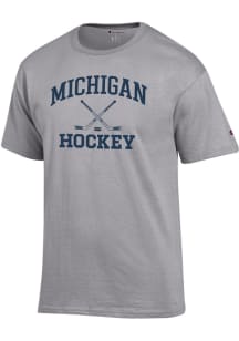 Champion Michigan Wolverines Grey Hockey Jersey Short Sleeve T Shirt