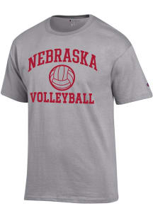 Champion Nebraska Cornhuskers Grey Volleyball Jersey Short Sleeve T Shirt