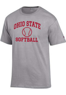 Champion Ohio State Buckeyes Grey Softball Jersey Short Sleeve T Shirt