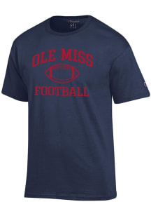 Champion Ole Miss Rebels Navy Blue Football Football Jersey Short Sleeve T Shirt