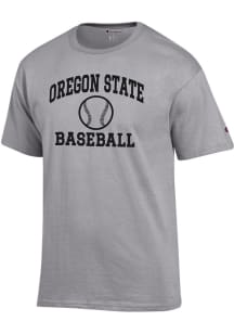 Champion Oregon State Beavers Grey Baseball Jersey Short Sleeve T Shirt