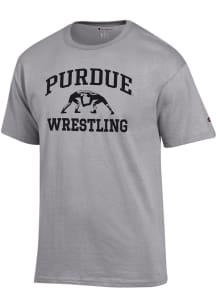 Champion Purdue Boilermakers Grey Wrestling Jersey Short Sleeve T Shirt