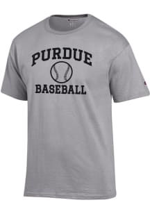 Champion Purdue Boilermakers Grey Baseball Jersey Short Sleeve T Shirt