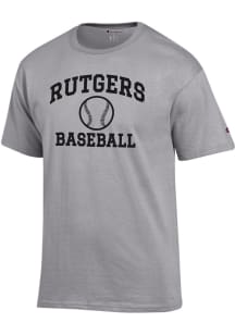 Champion Rutgers Scarlet Knights Grey Baseball Jersey Short Sleeve T Shirt