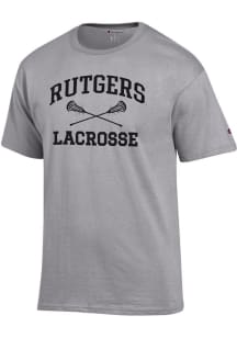 Champion Rutgers Scarlet Knights Grey Lacrosse Jersey Short Sleeve T Shirt