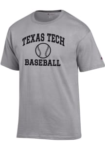 Champion Texas Tech Red Raiders Grey Baseball Jersey Short Sleeve T Shirt