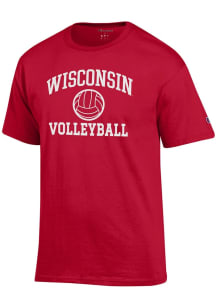 Champion Wisconsin Badgers Red Volleyball Jersey Short Sleeve T Shirt