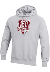Champion Harvard Crimson Mens Silver Reverse Weave Long Sleeve Hoodie