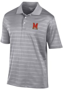 Champion Maryland Terrapins Mens Grey Textured Solid Short Sleeve Polo