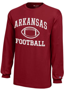 Champion Arkansas Razorbacks Youth Cardinal Football Core Long Sleeve T-Shirt