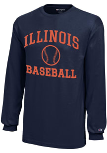 Champion Illinois Fighting Illini Youth Navy Blue Baseball Core Long Sleeve T-Shirt