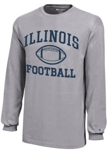 Champion Illinois Fighting Illini Youth Grey Football Core Long Sleeve T-Shirt