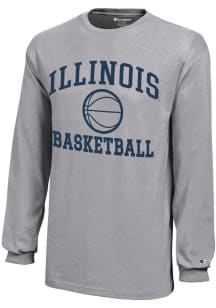 Champion Illinois Fighting Illini Youth Grey Basketball Core Long Sleeve T-Shirt