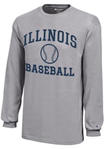 Champion Illinois Fighting Illini Youth Grey Baseball Core Long Sleeve T-Shirt