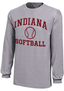 Champion Indiana Hoosiers Youth Grey Softball Core Long Sleeve T-Shirt