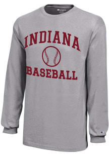 Champion Indiana Hoosiers Youth Grey Baseball Core Long Sleeve T-Shirt