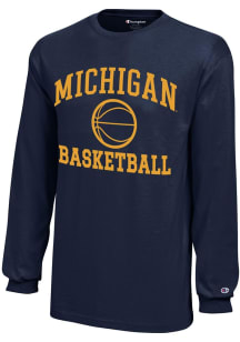 Champion Michigan Wolverines Youth Blue Basketball Core Long Sleeve T-Shirt