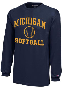 Champion Michigan Wolverines Youth Blue Softball Core Long Sleeve T-Shirt