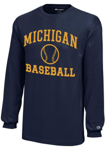 Champion Michigan Wolverines Youth Blue Baseball Core Long Sleeve T-Shirt