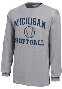 Champion Michigan Wolverines Youth Grey Softball Core Long Sleeve T-Shirt