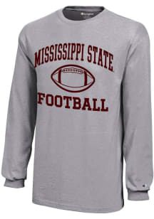 Champion Mississippi State Bulldogs Youth Grey Football Core Long Sleeve T-Shirt