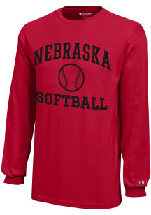 Champion Nebraska Cornhuskers Youth Red Softball Core Long Sleeve T-Shirt