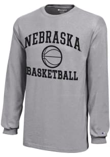 Champion Nebraska Cornhuskers Youth Grey Basketball Core Long Sleeve T-Shirt