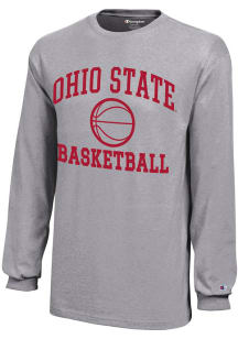 Champion Ohio State Buckeyes Youth Grey Basketball Core Long Sleeve T-Shirt